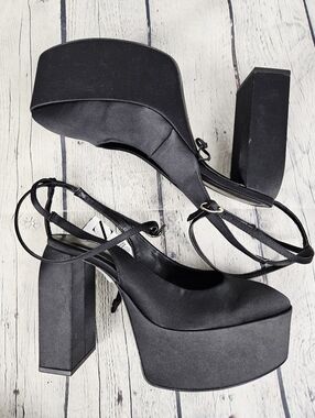 ZARA | platform closed toe ankle strap slingback high heels